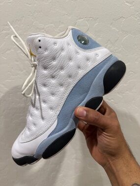 Air Jordan 13 Retro Men's Size 10 White/Yellow Ochre-Blue Grey